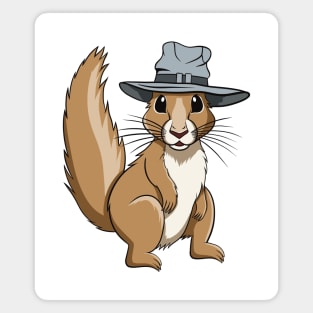 Happy Little Squirrel with Hat Magnet